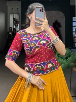 Mustard Pure Cotton Navratri Lehenga Choli